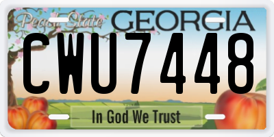 GA license plate CWU7448