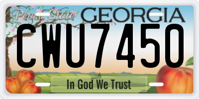GA license plate CWU7450