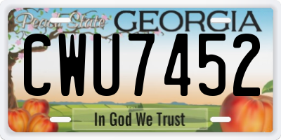 GA license plate CWU7452