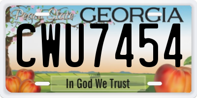 GA license plate CWU7454
