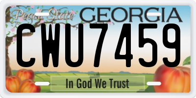 GA license plate CWU7459