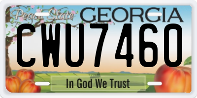 GA license plate CWU7460