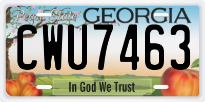 GA license plate CWU7463