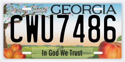 GA license plate CWU7486
