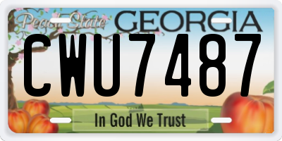 GA license plate CWU7487