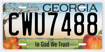 GA license plate CWU7488
