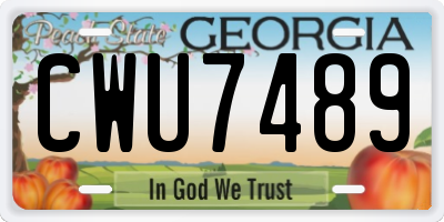 GA license plate CWU7489