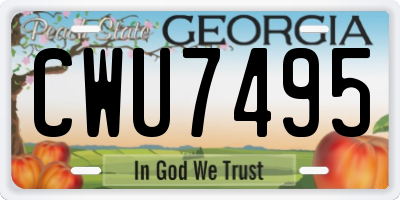 GA license plate CWU7495