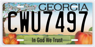 GA license plate CWU7497
