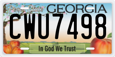GA license plate CWU7498