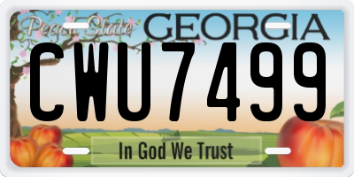GA license plate CWU7499