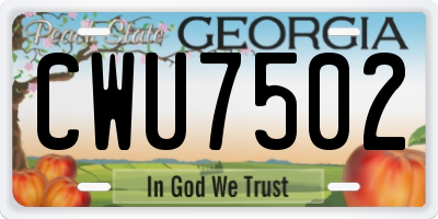 GA license plate CWU7502