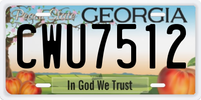 GA license plate CWU7512