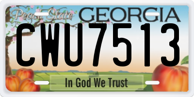 GA license plate CWU7513