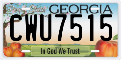 GA license plate CWU7515