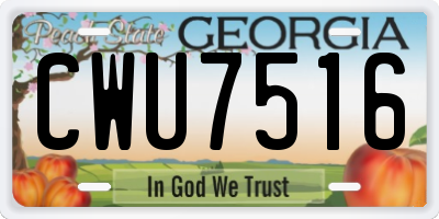GA license plate CWU7516