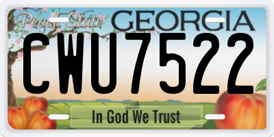 GA license plate CWU7522