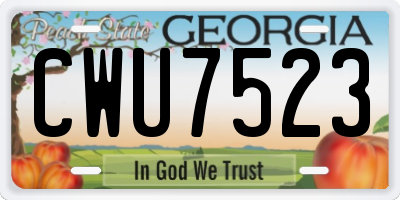 GA license plate CWU7523