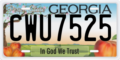 GA license plate CWU7525