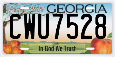 GA license plate CWU7528
