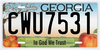 GA license plate CWU7531