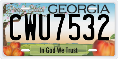 GA license plate CWU7532