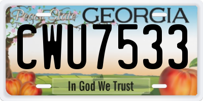 GA license plate CWU7533