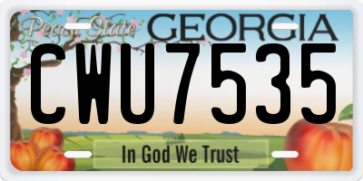 GA license plate CWU7535
