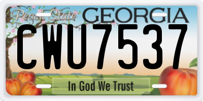 GA license plate CWU7537