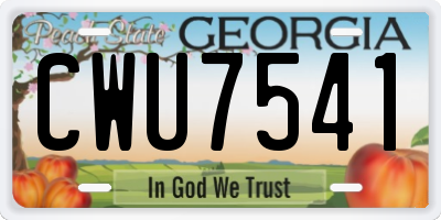 GA license plate CWU7541