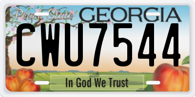 GA license plate CWU7544