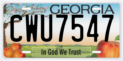 GA license plate CWU7547