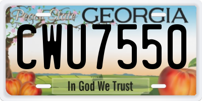 GA license plate CWU7550