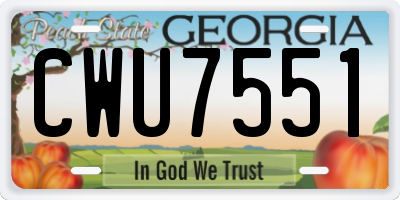 GA license plate CWU7551