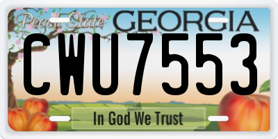 GA license plate CWU7553