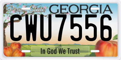GA license plate CWU7556