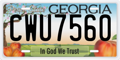 GA license plate CWU7560
