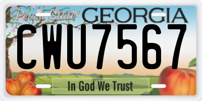 GA license plate CWU7567