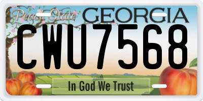 GA license plate CWU7568