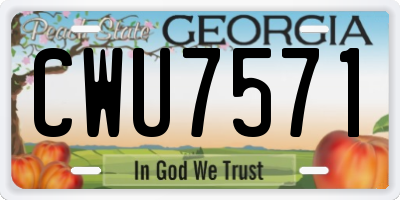 GA license plate CWU7571