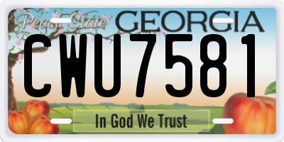 GA license plate CWU7581