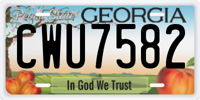 GA license plate CWU7582