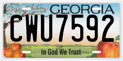 GA license plate CWU7592