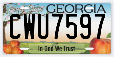 GA license plate CWU7597