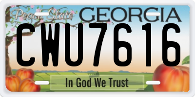 GA license plate CWU7616