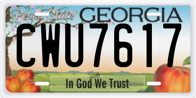 GA license plate CWU7617