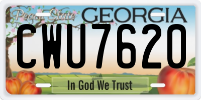 GA license plate CWU7620