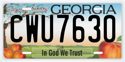 GA license plate CWU7630