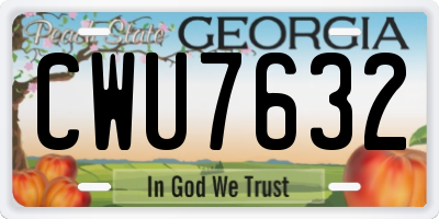 GA license plate CWU7632