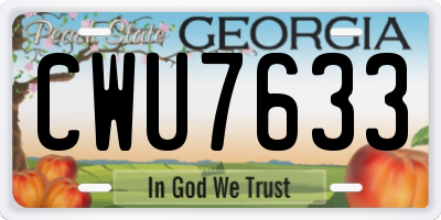 GA license plate CWU7633